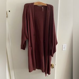 Free People Long Cardigan | Burgundy | Size Small